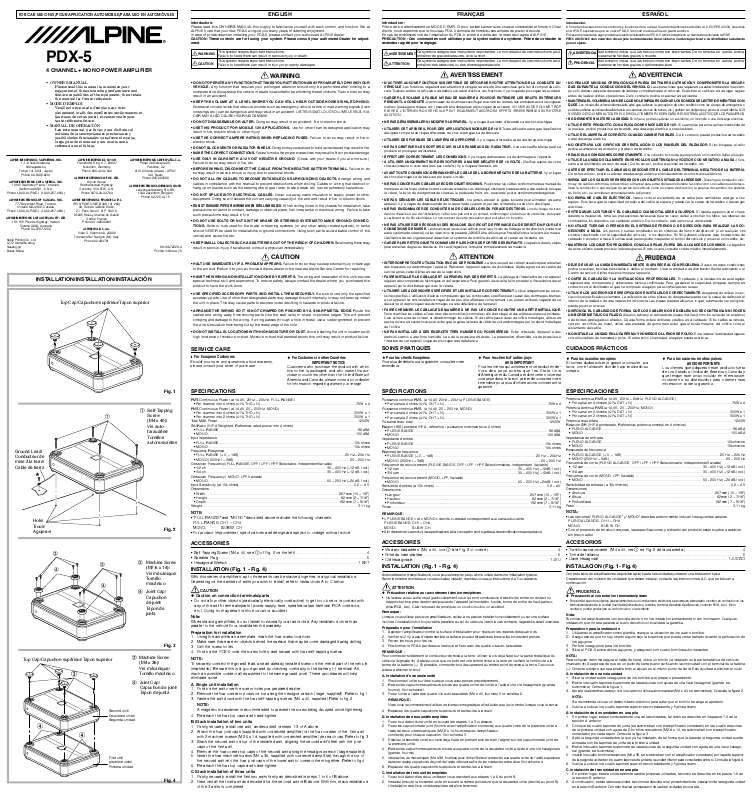 Guide utilisation ALPINE PDX-5  de la marque ALPINE