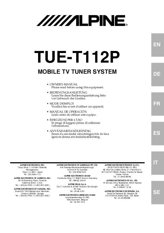 Guide utilisation ALPINE TUE-T112P  de la marque ALPINE