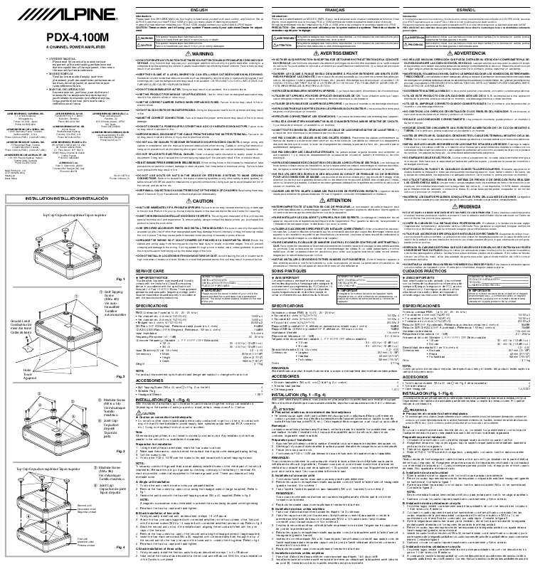 Guide utilisation ALPINE PDX-4.100M  de la marque ALPINE