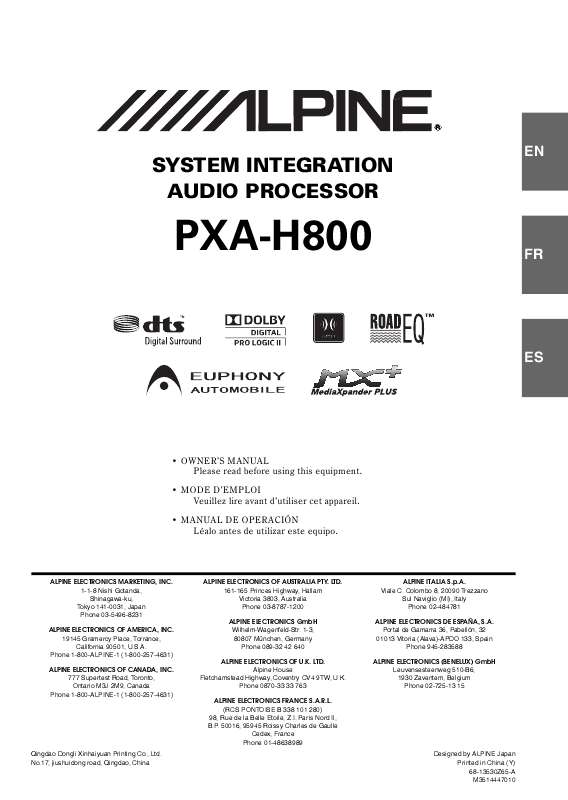 Guide utilisation ALPINE PXA-H800  de la marque ALPINE