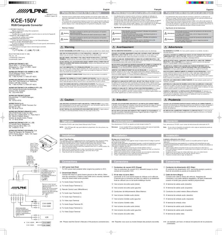 Guide utilisation ALPINE KCE-150V  de la marque ALPINE