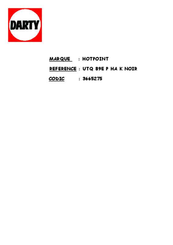 Guide utilisation HOTPOINT-ARISTON UTQ89EPO de la marque HOTPOINT-ARISTON