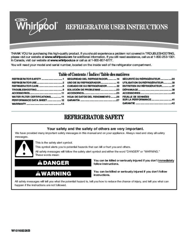 Guide utilisation WHIRLPOOL GSC25C6EYY de la marque WHIRLPOOL