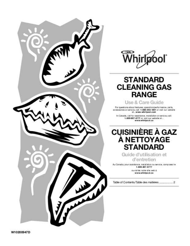 Guide utilisation WHIRLPOOL WFG231LVS  de la marque WHIRLPOOL
