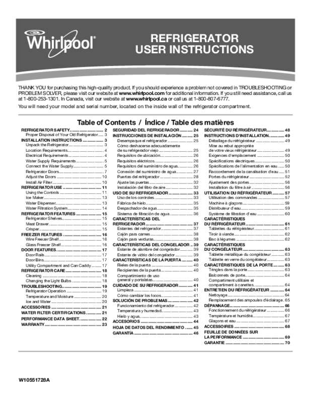Guide utilisation WHIRLPOOL WRT771REYB de la marque WHIRLPOOL