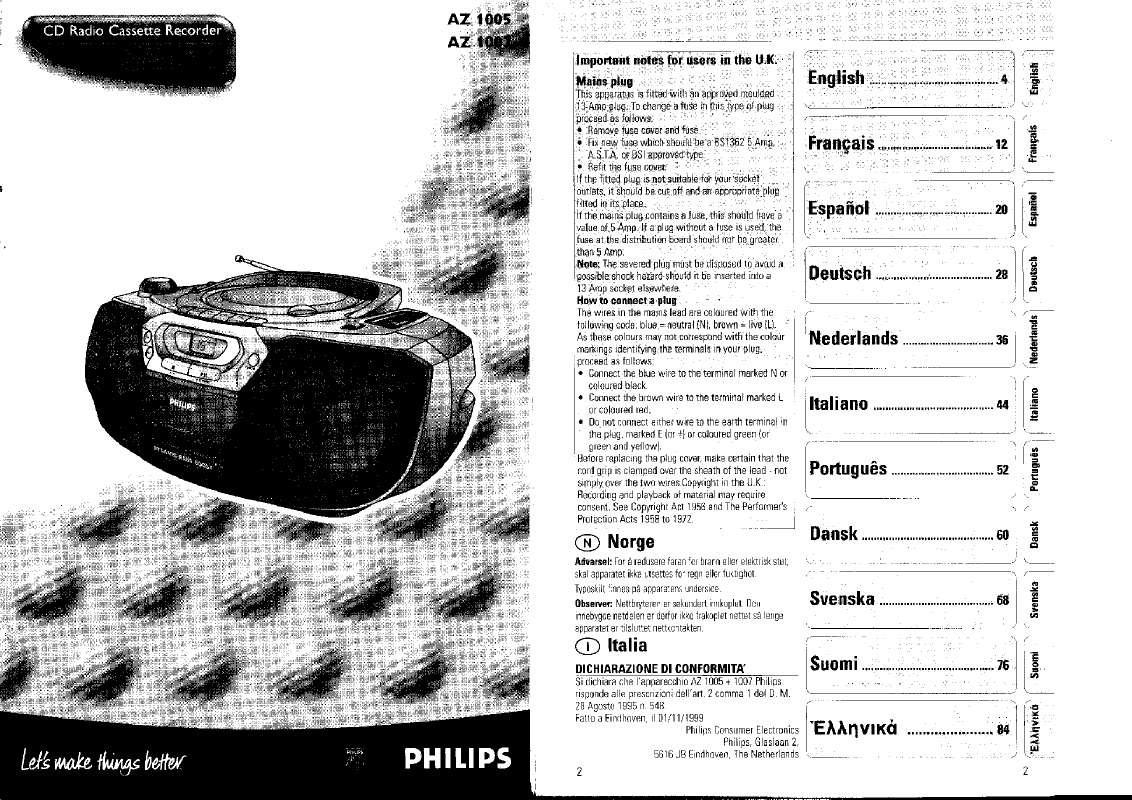 Guide utilisation PHILIPS AZ1005  de la marque PHILIPS
