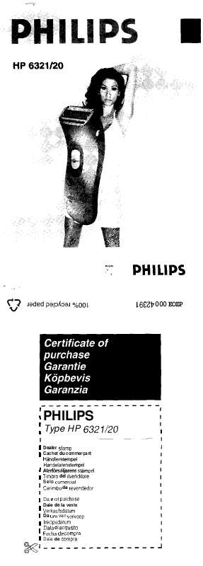 Guide utilisation  PHILIPS LADYSHAVE HP 6321  de la marque PHILIPS