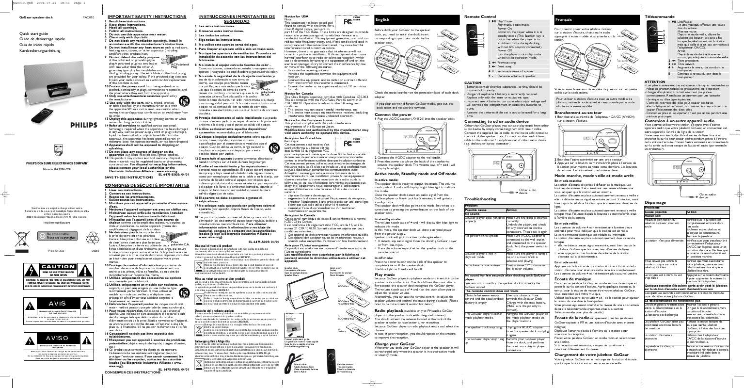 Guide utilisation  PHILIPS PAC010  de la marque PHILIPS