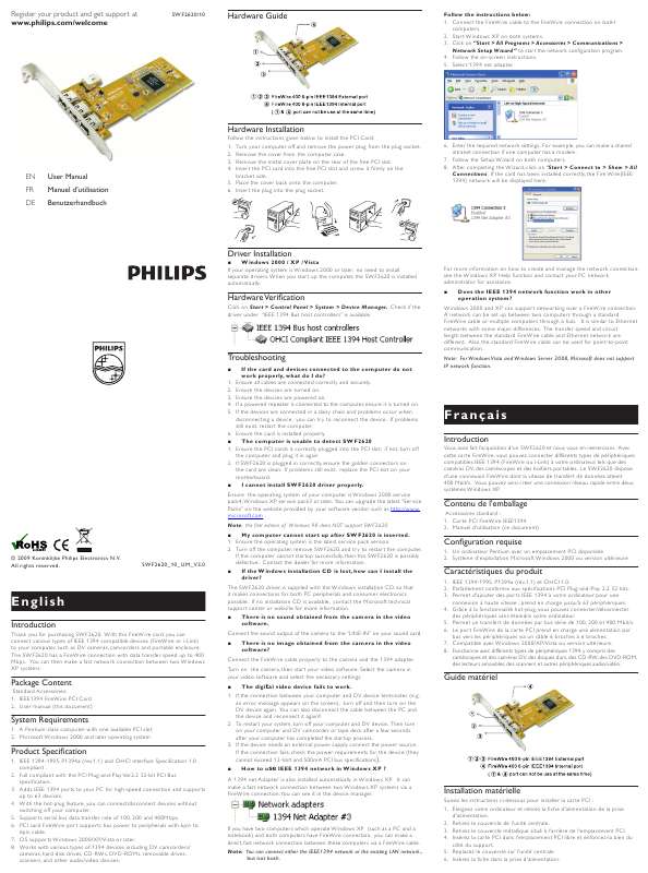 Guide utilisation  PHILIPS SWF2620  de la marque PHILIPS