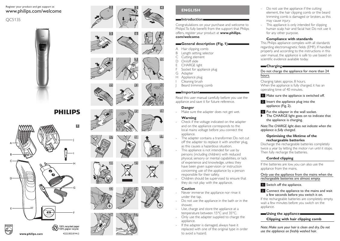 Guide utilisation PHILIPS QC5135  de la marque PHILIPS