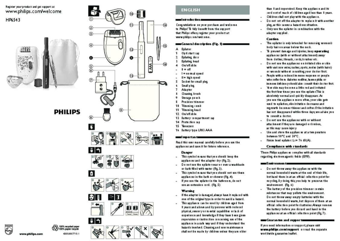 Guide utilisation PHILIPS HP6543  de la marque PHILIPS