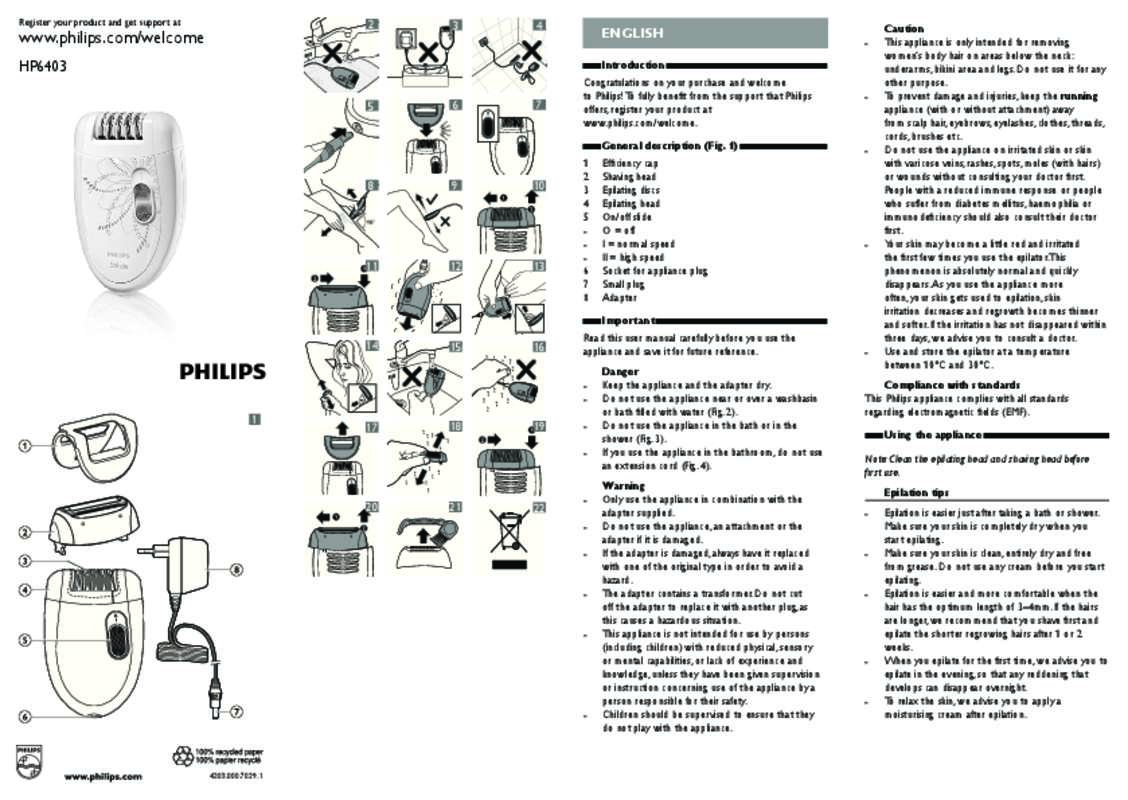 Guide utilisation PHILIPS SATINELLE HP6420  de la marque PHILIPS