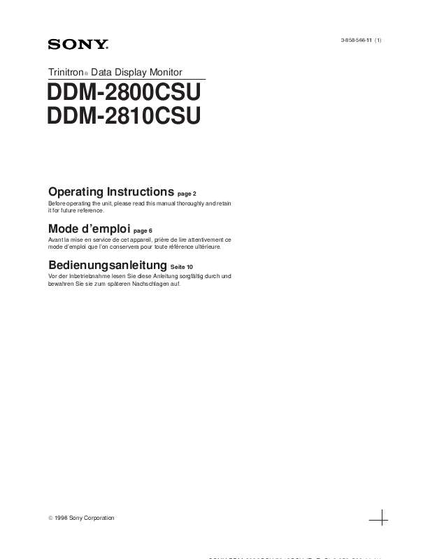 Guide utilisation  SONY DDM-2800CSU  de la marque SONY
