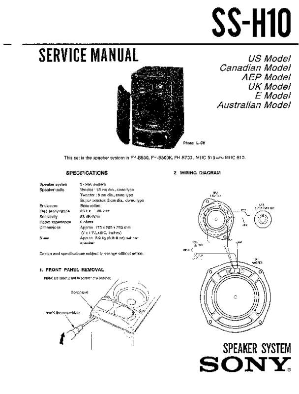 Guide utilisation SONY SS-H10  de la marque SONY