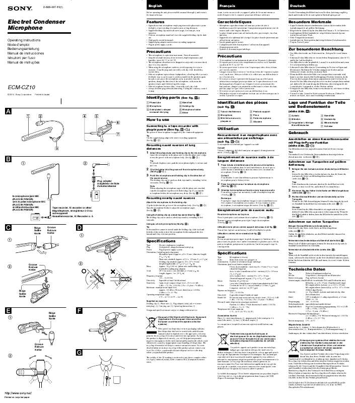 Guide utilisation  SONY ECM-CZ10  de la marque SONY