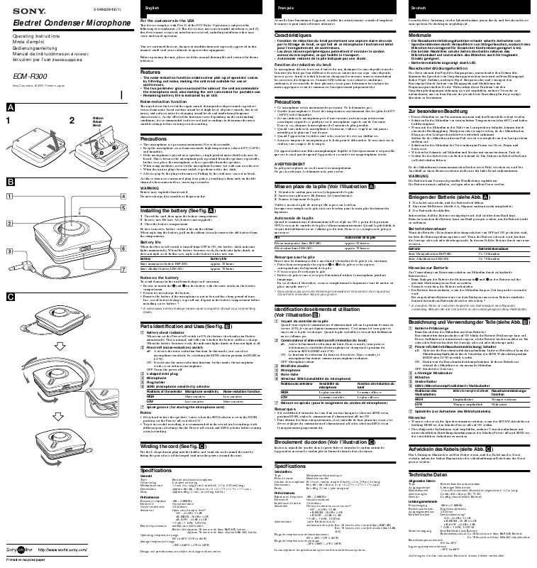 Guide utilisation  SONY ECM-R300  de la marque SONY
