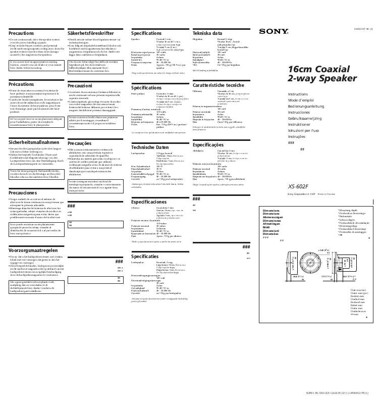 Guide utilisation SONY XS-602F  de la marque SONY