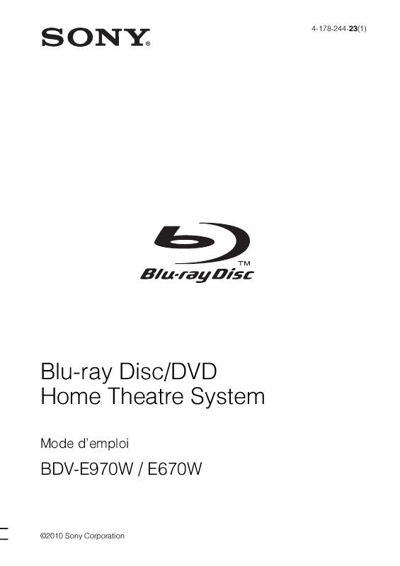 Guide utilisation  SONY BDV-E670W  de la marque SONY