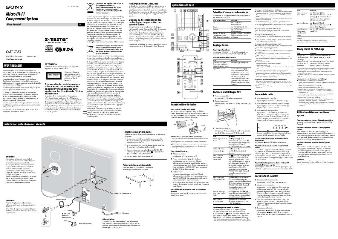 Guide utilisation SONY CMT-CPZ3  de la marque SONY