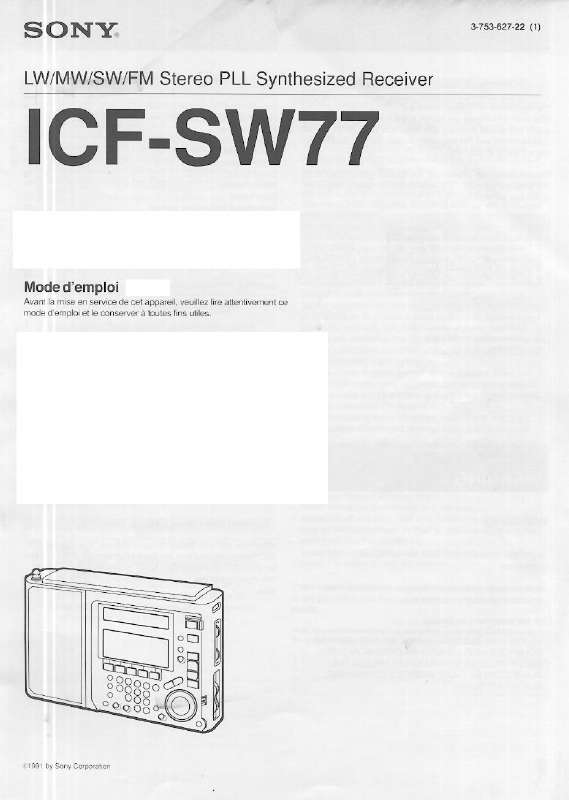 Guide utilisation SONY ICF-SW77  de la marque SONY