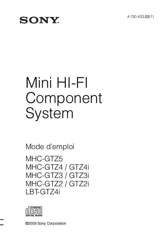 Guide utilisation SONY MHC-GTZ3I  de la marque SONY