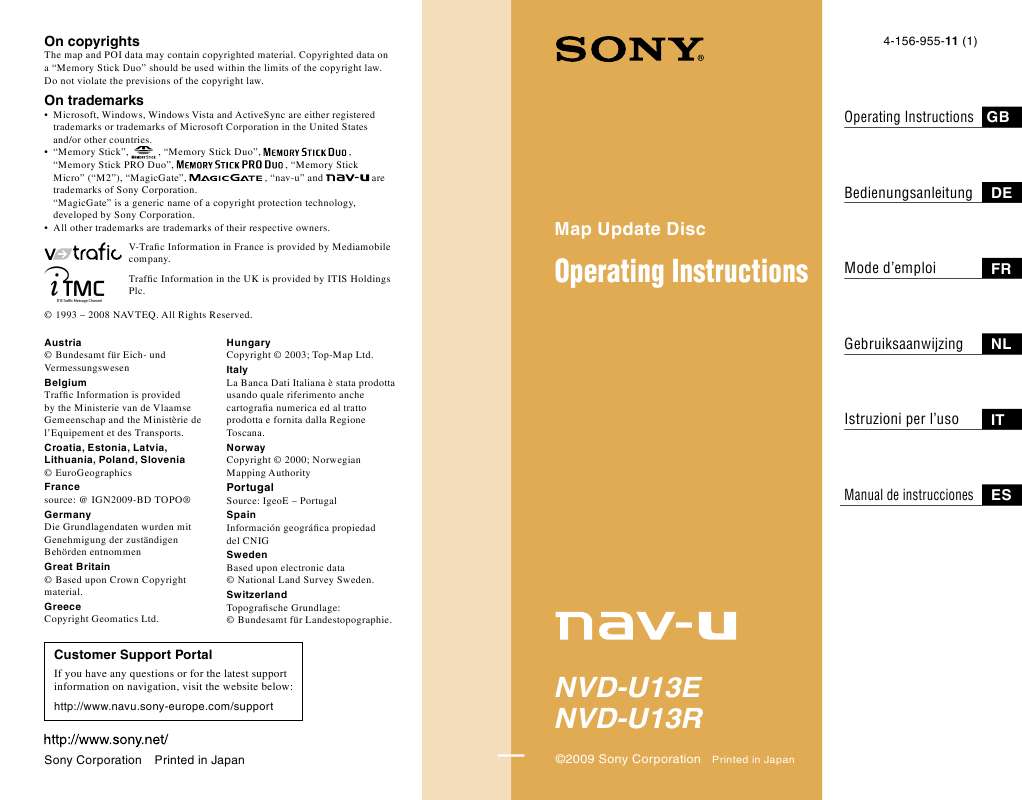 Guide utilisation SONY NVD-U13E  de la marque SONY