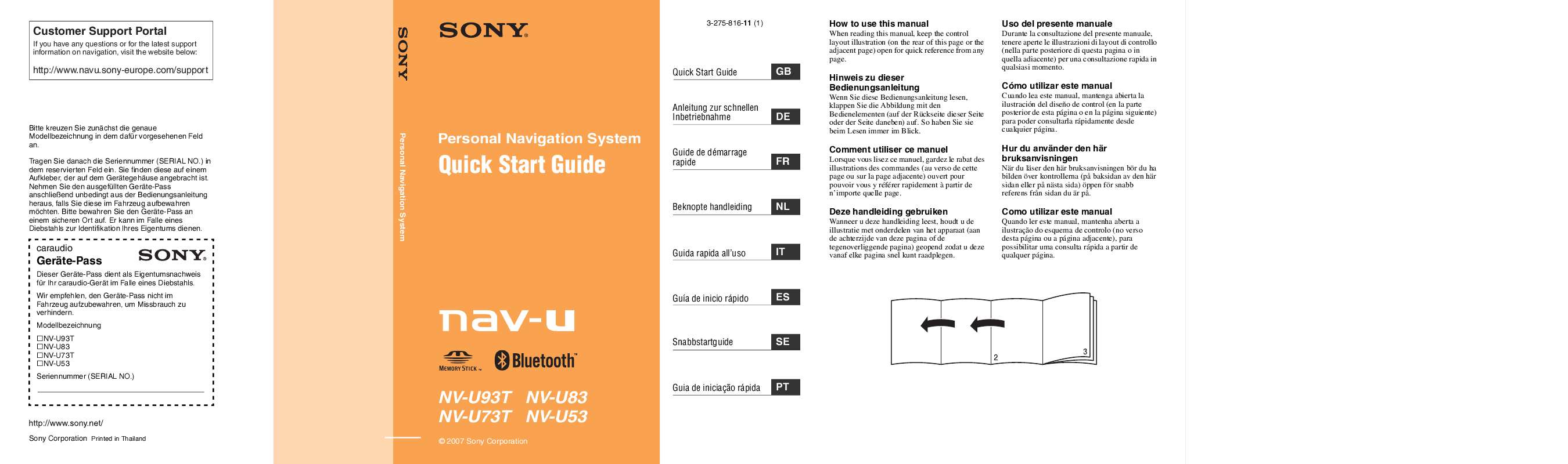 Guide utilisation SONY U73T  de la marque SONY