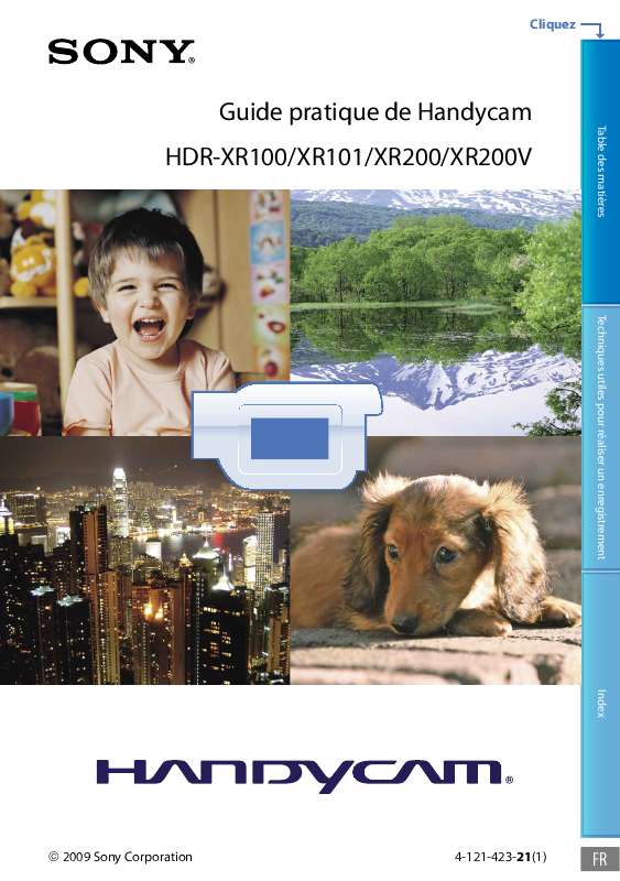 Guide utilisation  SONY HANDYCAM HDR-XR100  de la marque SONY