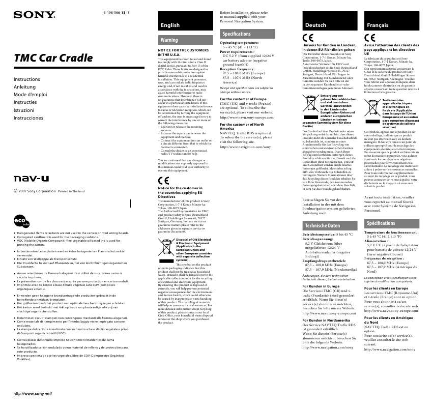 Guide utilisation SONY NVA-CU5T  de la marque SONY