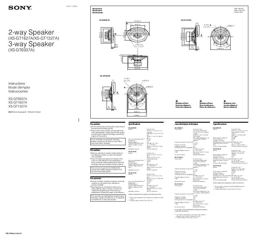 Guide utilisation SONY XS-GT1327A  de la marque SONY