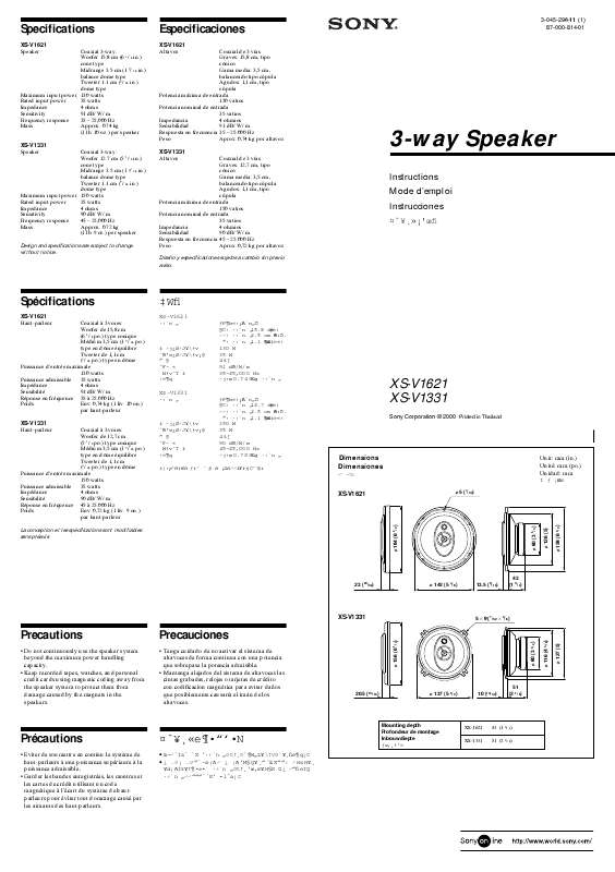 Guide utilisation SONY XS-V1331  de la marque SONY