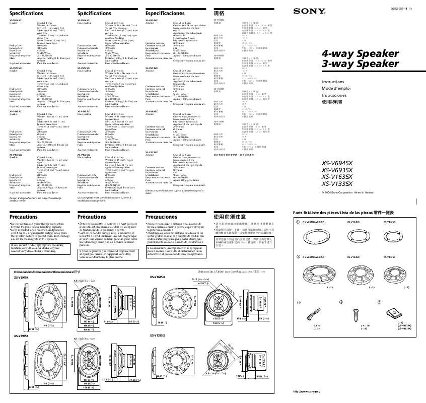 Guide utilisation SONY XS-V1335X  de la marque SONY