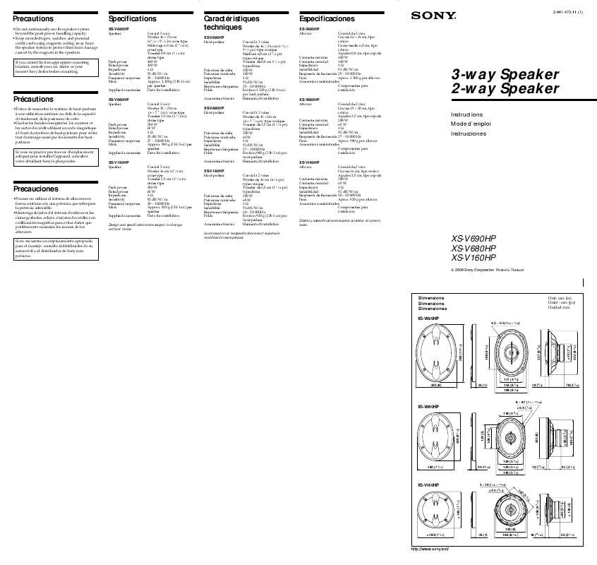 Guide utilisation SONY XS-V690HP  de la marque SONY