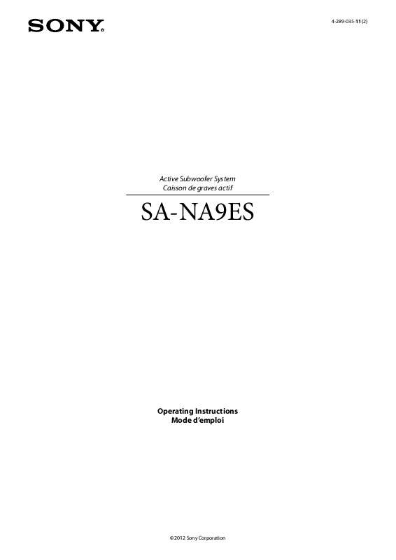 Guide utilisation  SONY SA-NA9ES  de la marque SONY