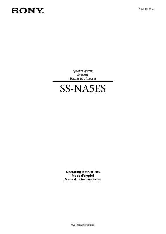 Guide utilisation SONY SS-NA5ES  de la marque SONY
