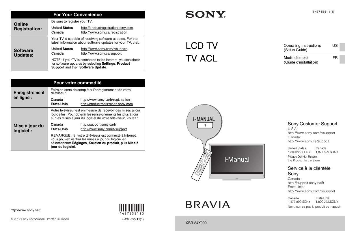 Guide utilisation  SONY XBR-84X900  de la marque SONY