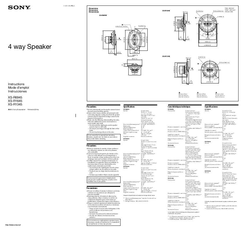 Guide utilisation SONY XS-R1345  de la marque SONY