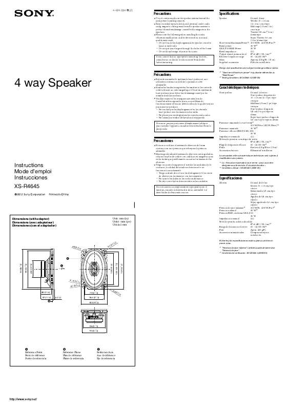 Guide utilisation SONY XS-R4645  de la marque SONY