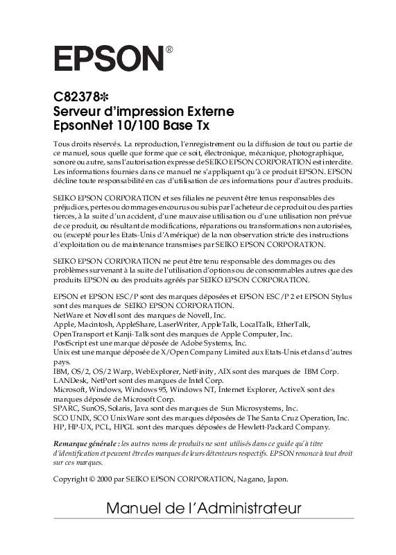Guide utilisation EPSON C82378  de la marque EPSON