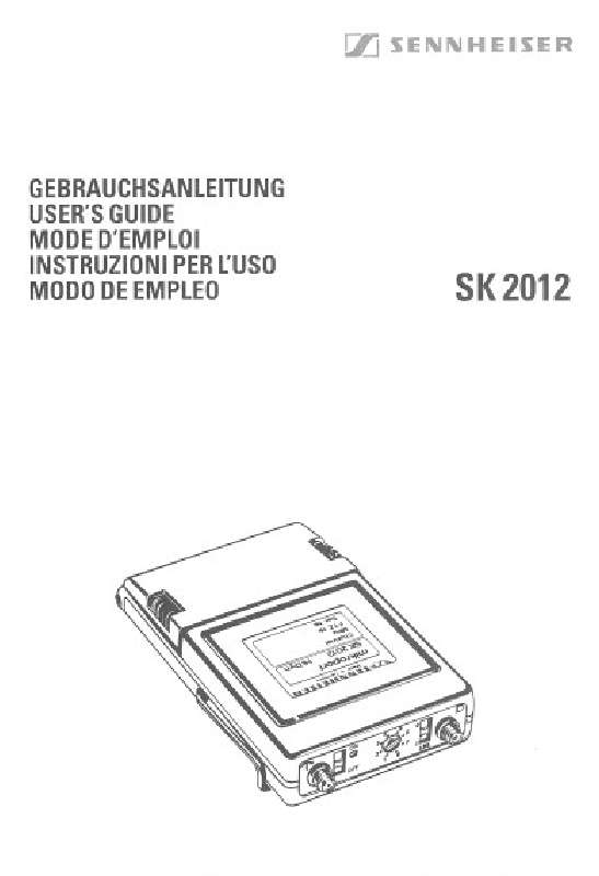 Guide utilisation  SENNHEISER SK 2012  de la marque SENNHEISER