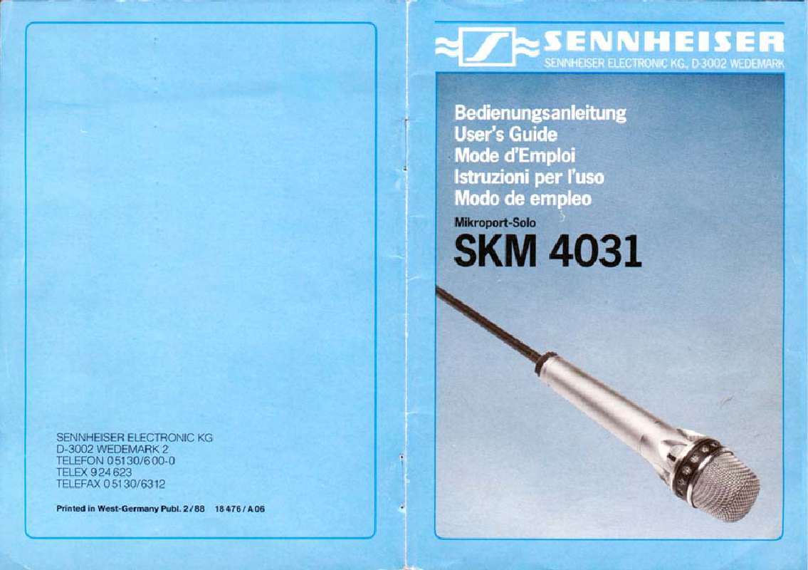 Guide utilisation  SENNHEISER SKM 4031  de la marque SENNHEISER