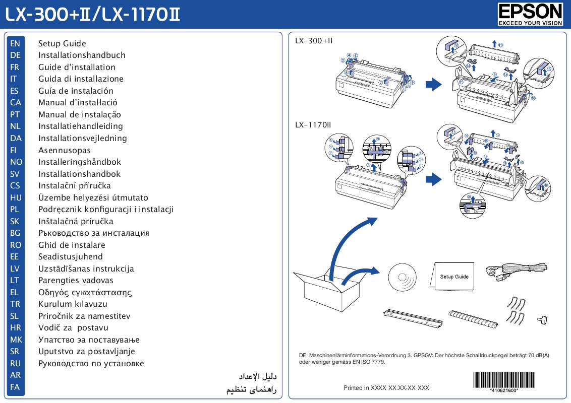 Guide utilisation EPSON LX-1170+II  de la marque EPSON