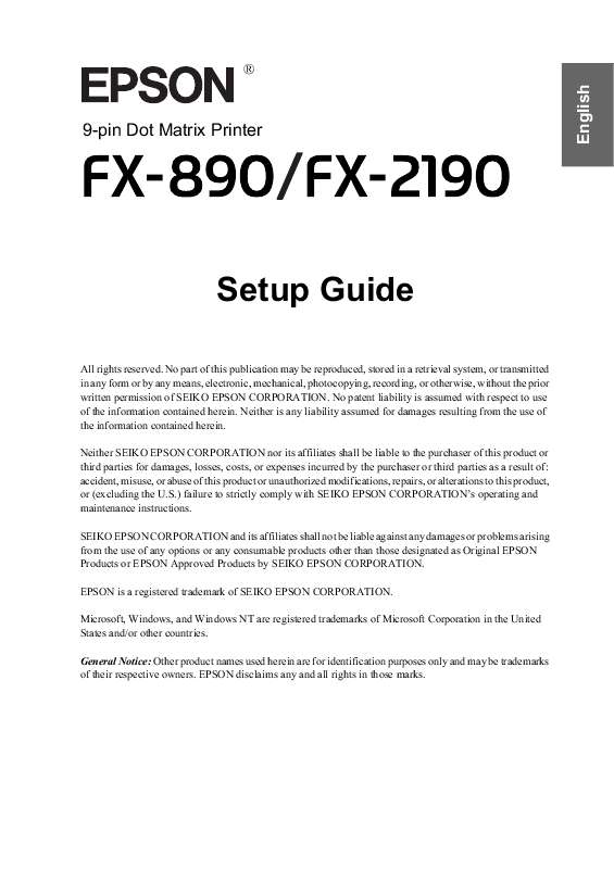 Guide utilisation EPSON FX-890  de la marque EPSON
