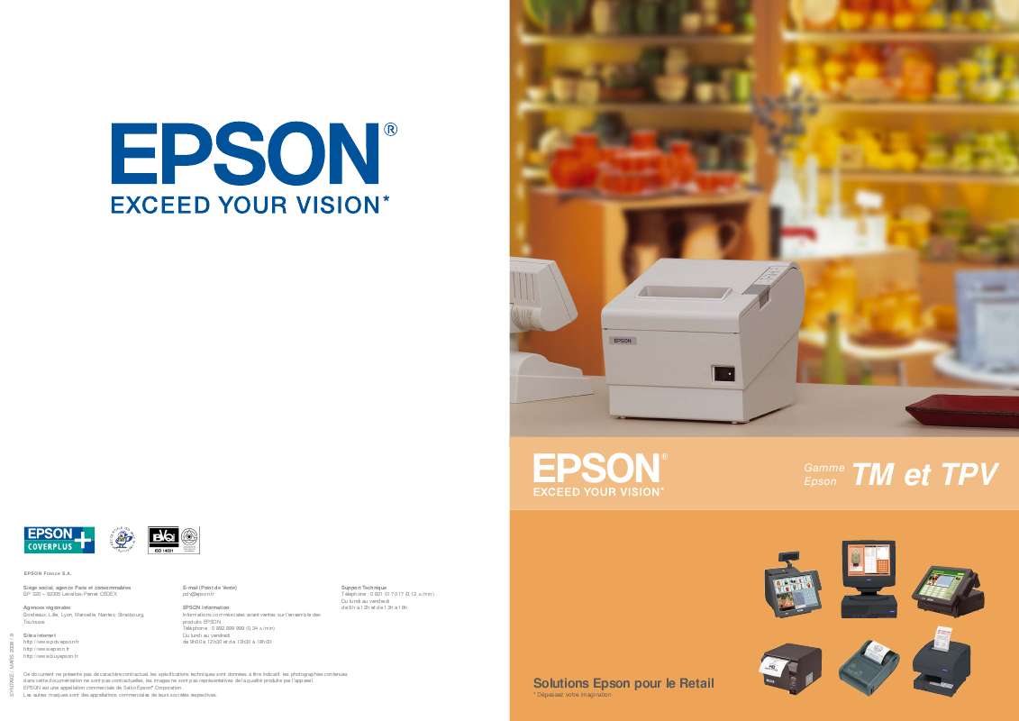 Guide utilisation EPSON TM-J7000  de la marque EPSON