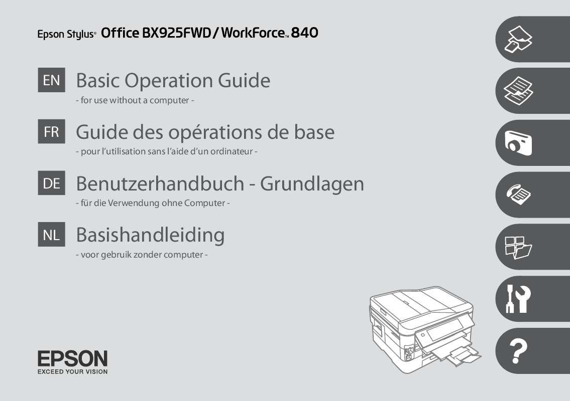 Guide utilisation  EPSON WORKFORCE 840  de la marque EPSON