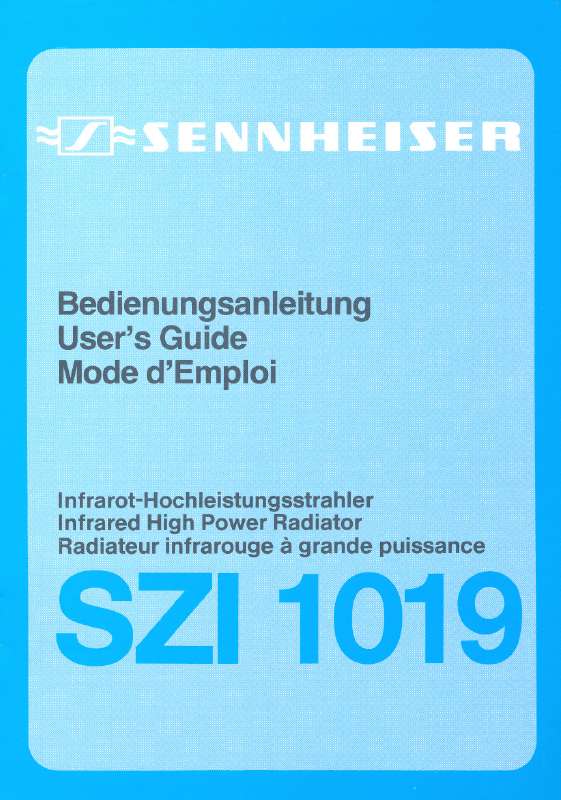 Guide utilisation  SENNHEISER SZI 1019  de la marque SENNHEISER