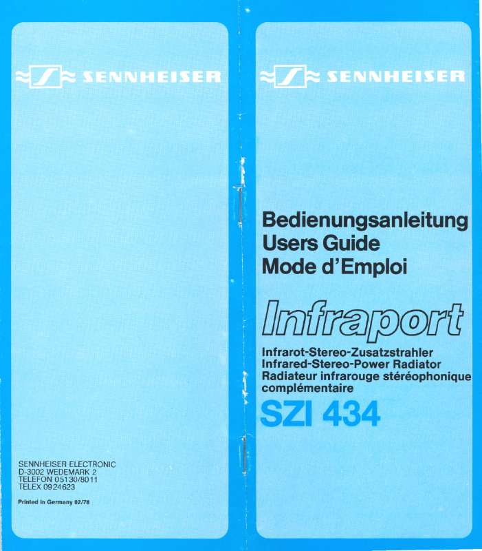 Guide utilisation  SENNHEISER SZI 434  de la marque SENNHEISER