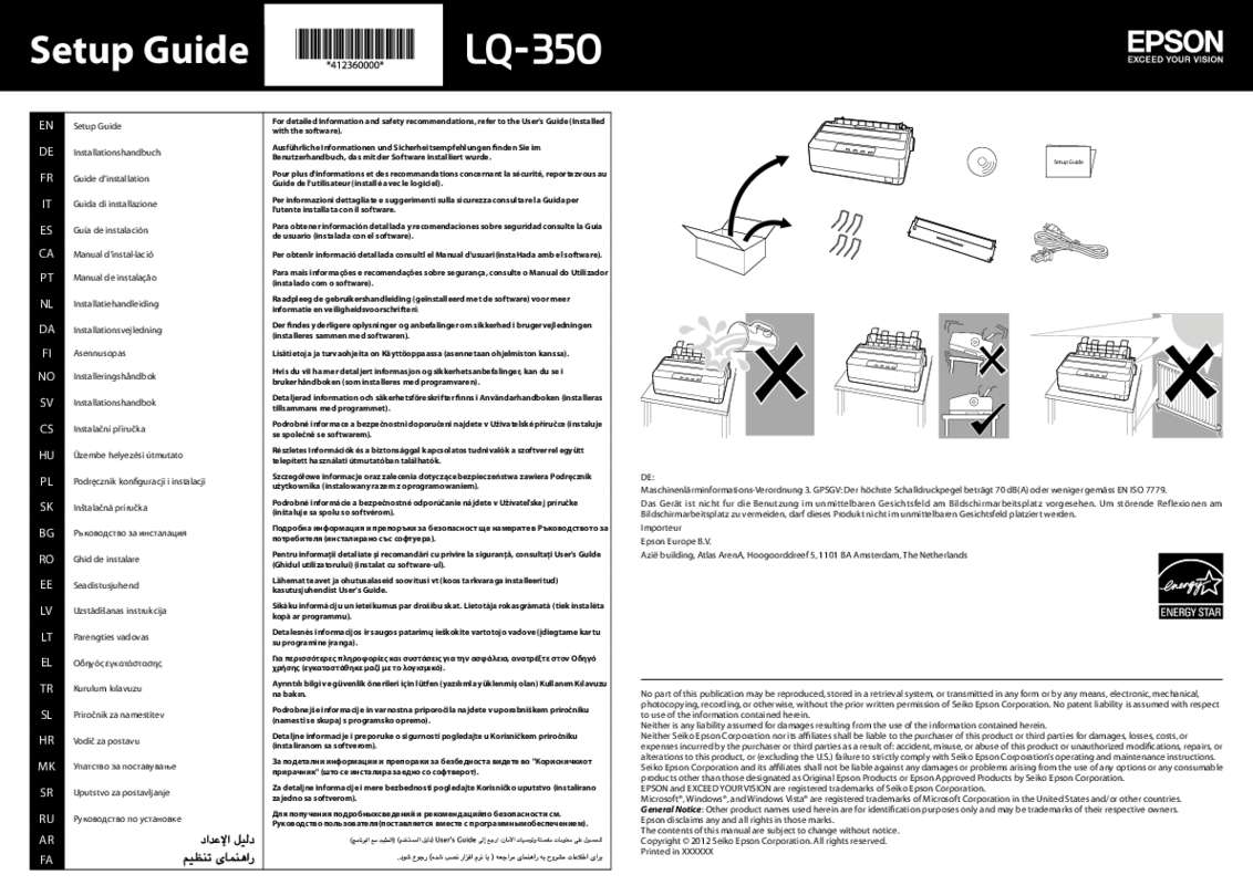 Guide utilisation EPSON LQ-350  de la marque EPSON