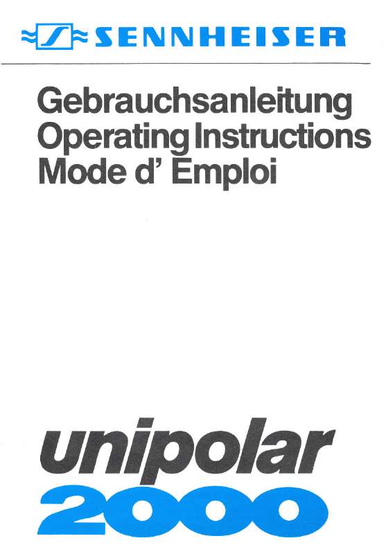 Guide utilisation  SENNHEISER UNIPOLAR 2000  de la marque SENNHEISER