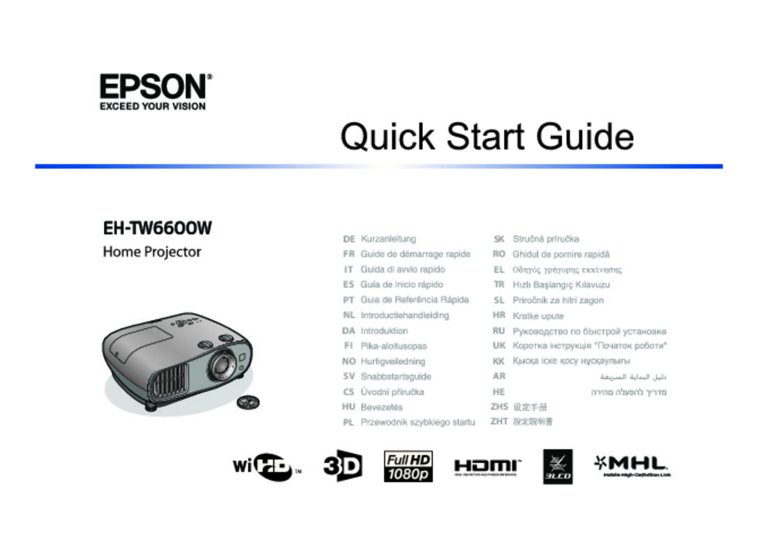 Guide utilisation EPSON EH-TW6600W  de la marque EPSON